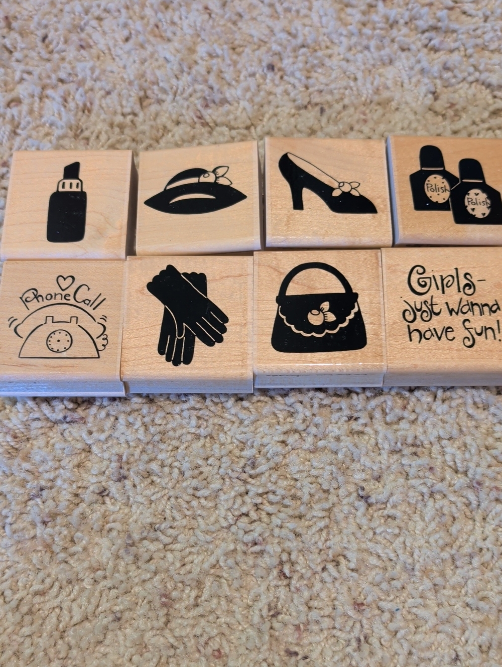 Set of 8 Cute Wooden Fashion Stamps -